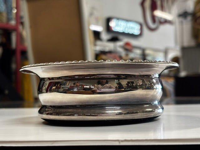 Vintage Barker Ellis Silver Plated Wine Coaster with Mahogany Base - Industry Vintage