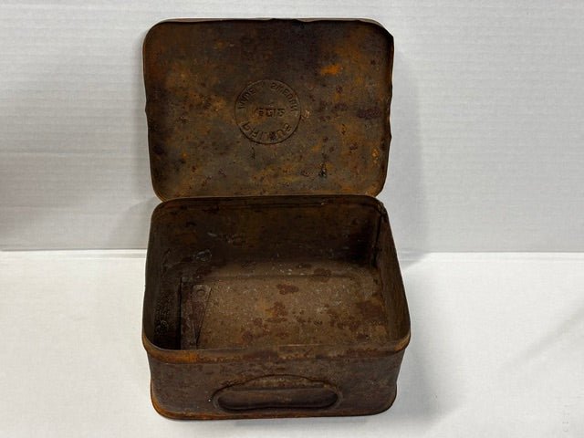 Vintage Brass Primus No 212 Kerosene Camping Stove and Original Metal Storage Tin - Industry Vintage