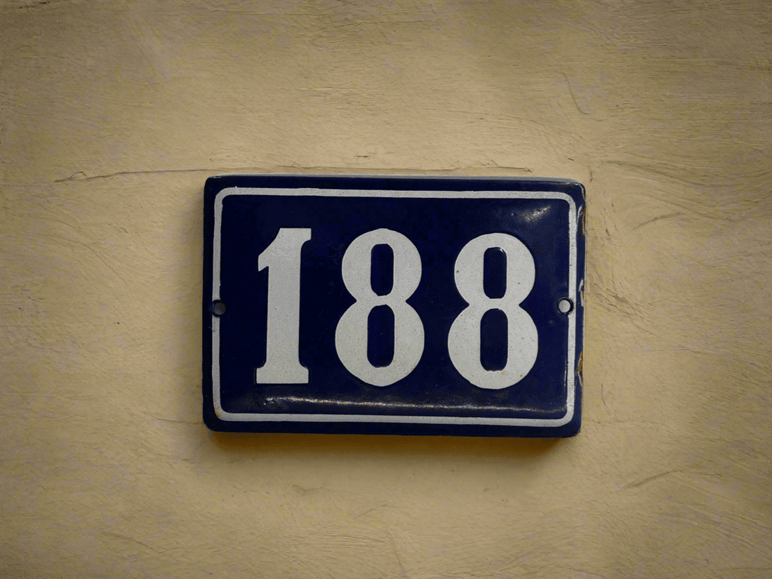 Vintage Enamel, Porcelain on Steel, European House Number Cobalt Blue - Industry Vintage192