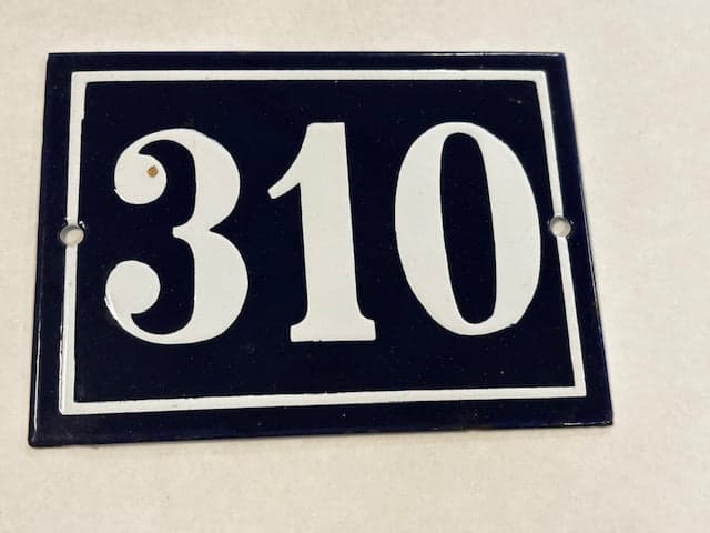 Vintage Enamel, Porcelain on Steel, European House Number, Dark Blue - Industry Vintage341