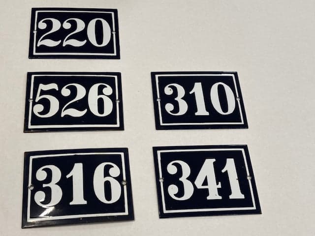 Vintage Enamel, Porcelain on Steel, European House Number, Dark Blue - Industry Vintage341