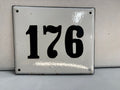 Vintage Enamel, Porcelain on Steel, European House Number, White and Black - Industry Vintage180