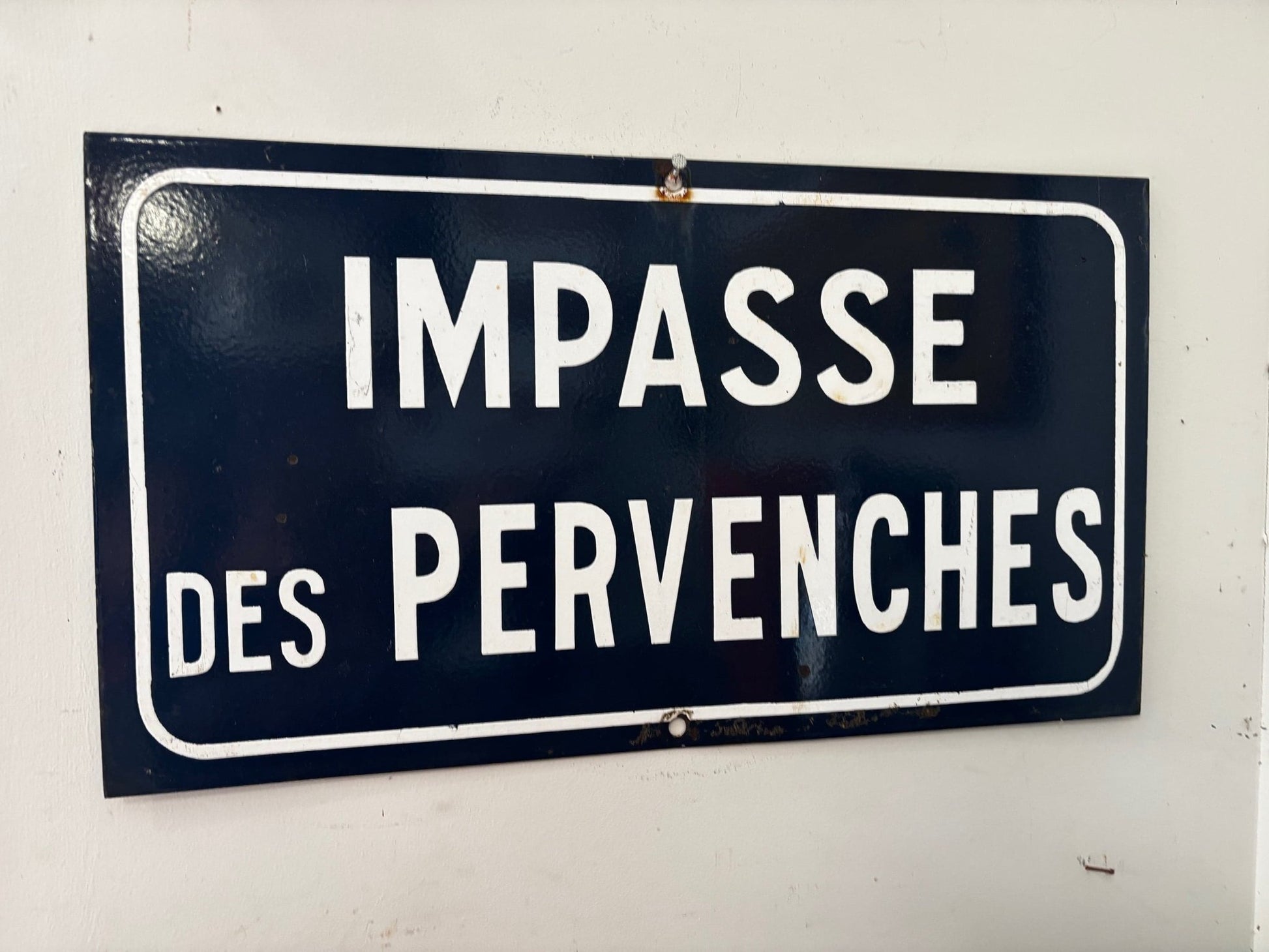 Vintage Enamel, Porcelain on Steel, French town Sign - Industry VintageImpasse des Prevenches