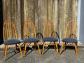 Vintage Ercol Light Elm Oval Drop Leaf Dining Table and 4 Quaker Chairs - Industry Vintage