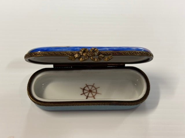 Vintage Hand Painted Limouge Needle Box - Industry Vintage