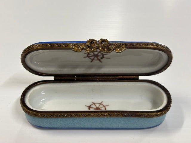Vintage Hand Painted Limouge Needle Box - Industry Vintage