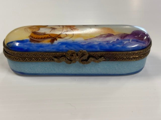 Vintage Hand Painted Limouge Needle Box - Industry Vintage