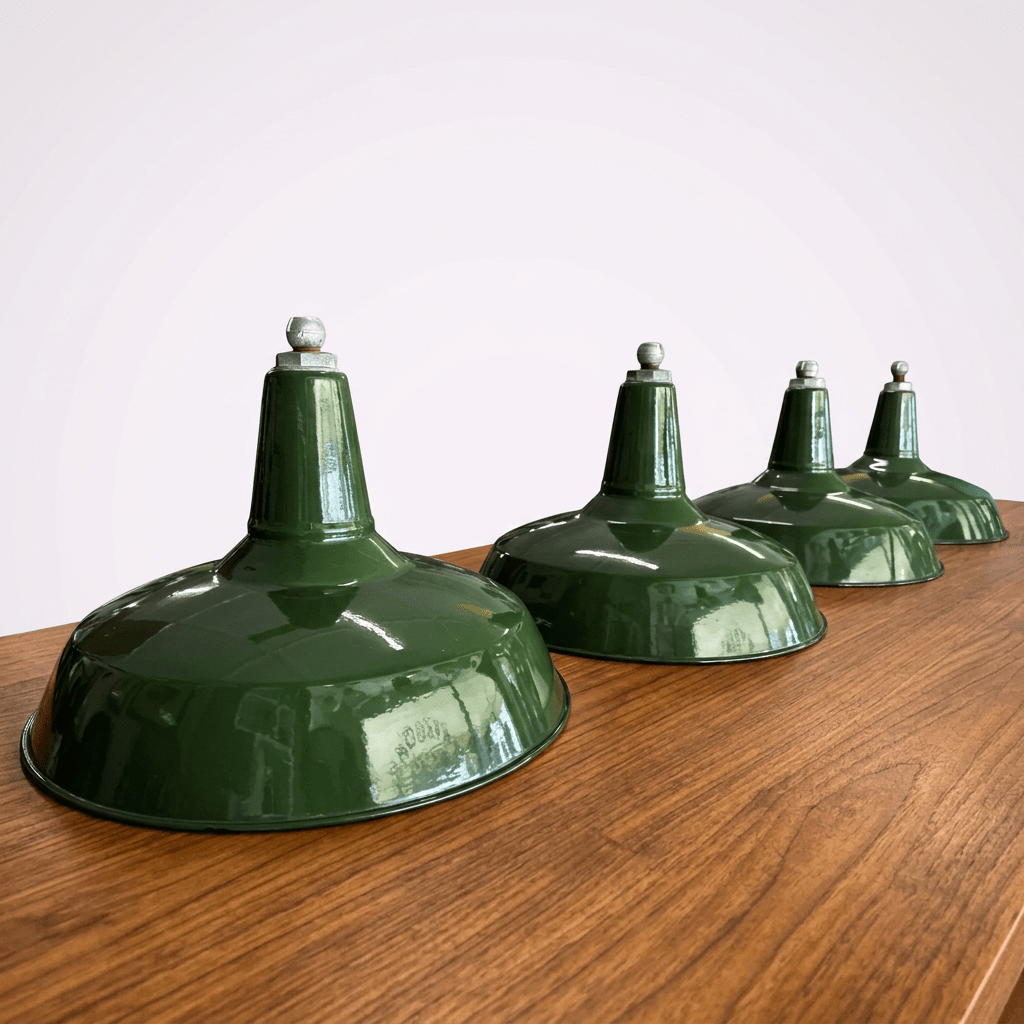 Vintage Large Green Enamel Industrial Lamp by Benjamin Electrics c1930 - Industry Vintage