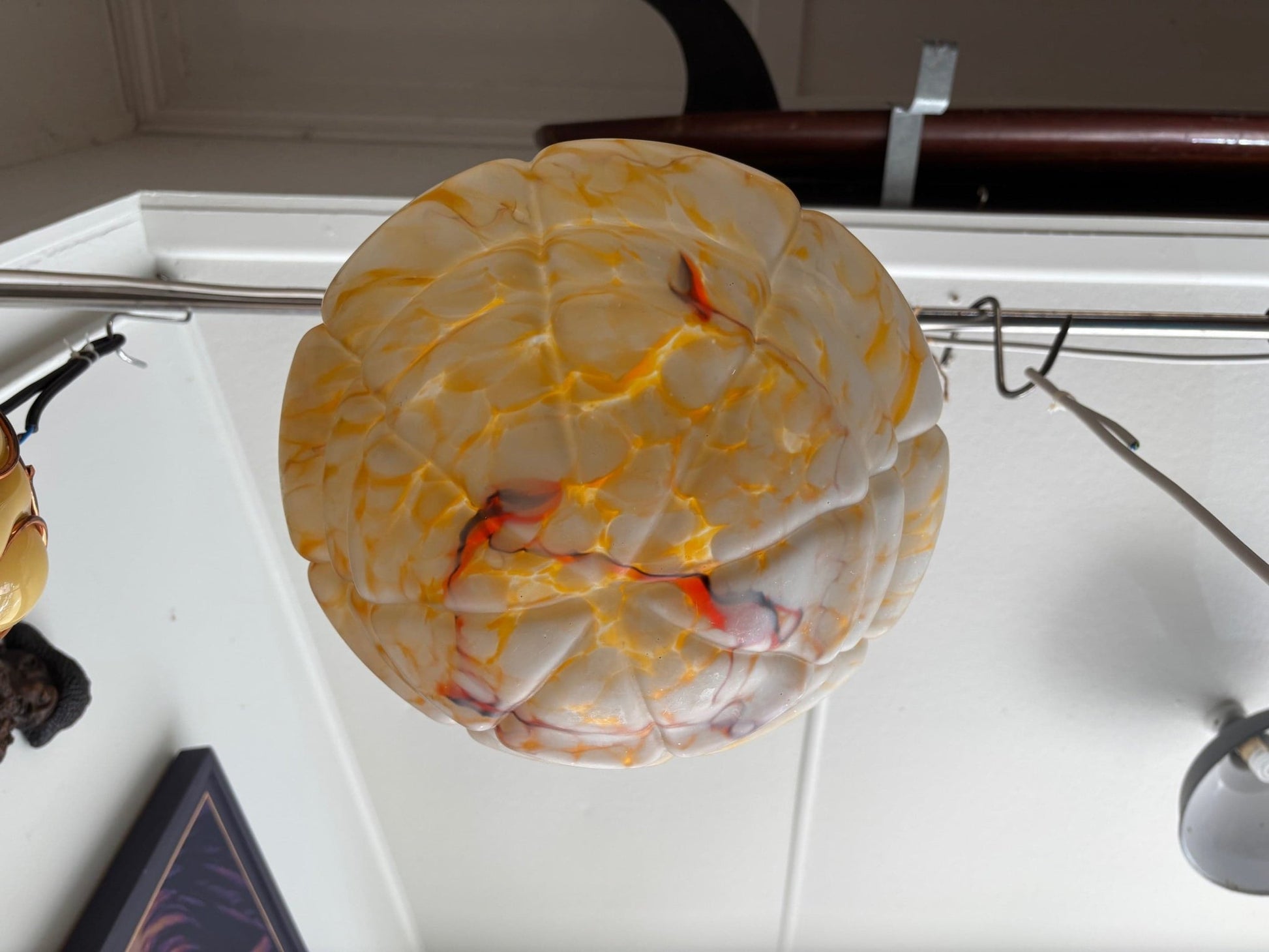 Vintage Marbled Glass Pendant Light Shade - Industry Vintage