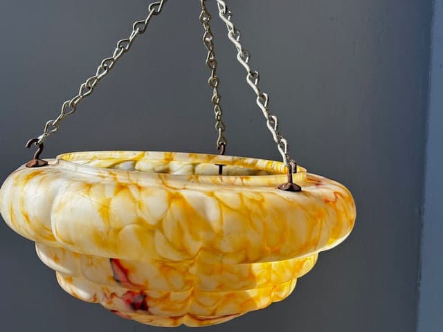 Vintage Marbled Glass Pendant Light Shade - Industry Vintage