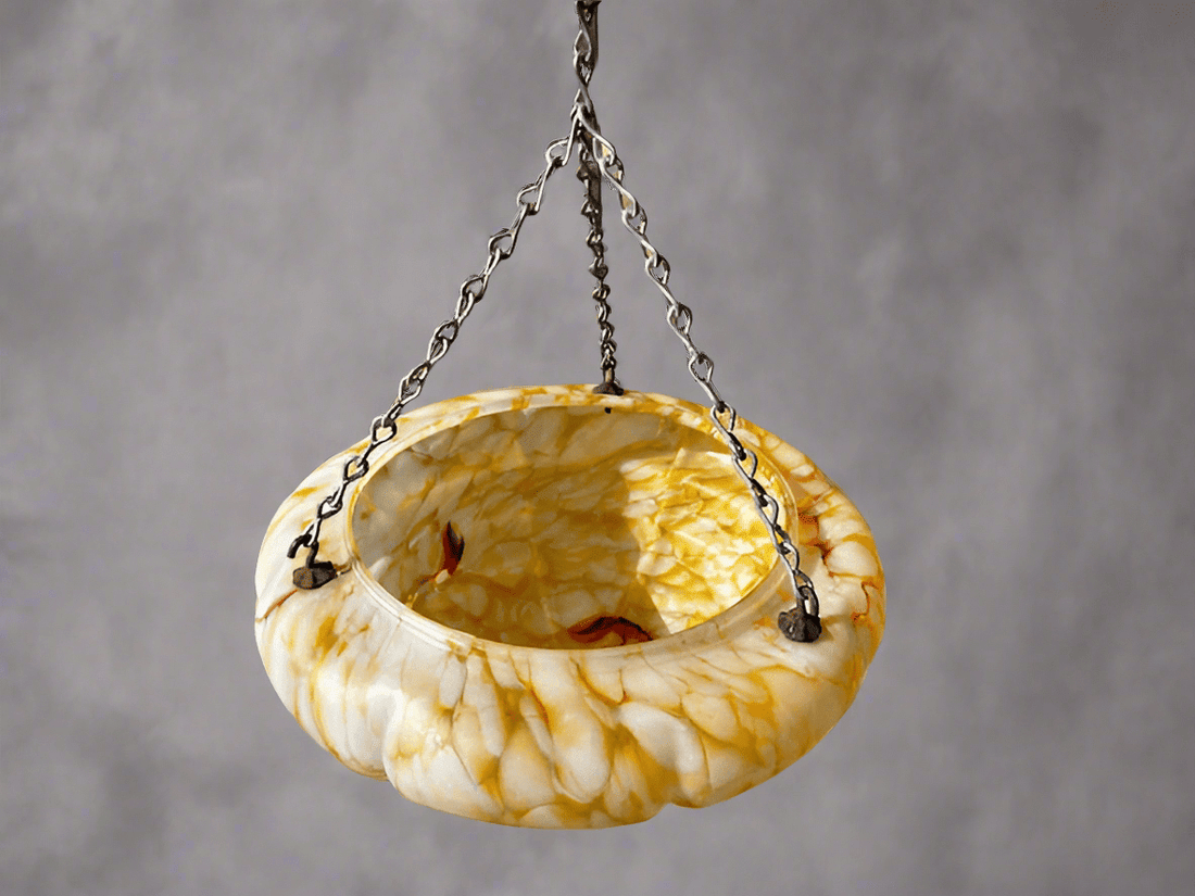 Vintage Marbled Glass Pendant Light Shade - Industry Vintage