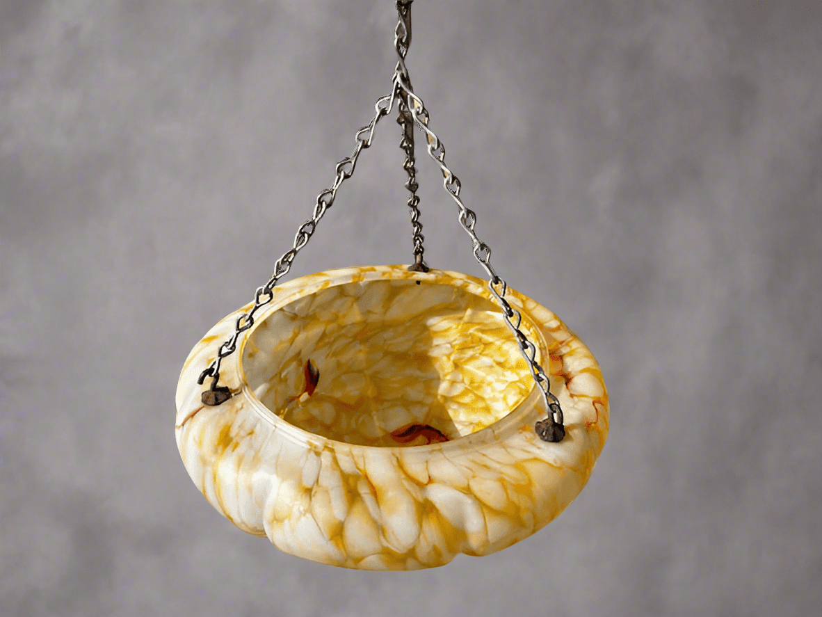 Vintage Marbled Glass Pendant Light Shade - Industry Vintage