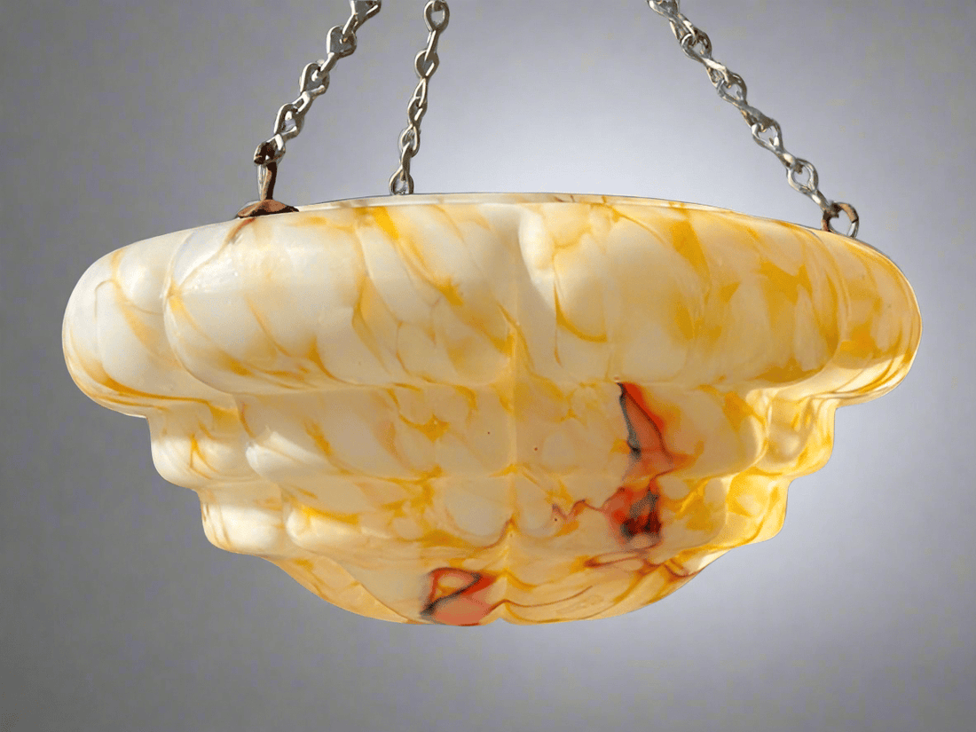 Vintage Marbled Glass Pendant Light Shade - Industry Vintage