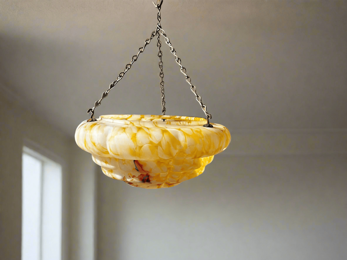 Vintage Marbled Glass Pendant Light Shade - Industry Vintage