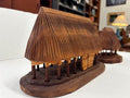 Vintage Polynesian Wood Carving Hut House - Industry Vintage