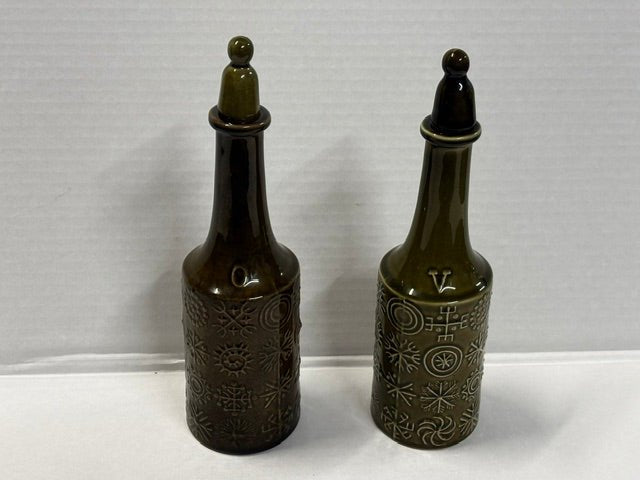 Vintage Portmeirion Totem Oil & Vinegar Bottle with Stopper in Sage - Industry Vintage