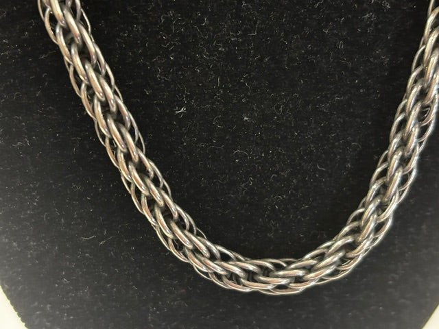 Vintage Sterling Silver Foxtail Necklace with Braided Link Design - Industry Vintage